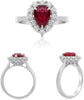 2.55CT DIAMOND & AAA RUBY 18KT WHITE GOLD 3D PEAR SHAPE & ROUND ENGAGEMENT RING