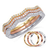 ESTATE .36CT DIAMOND 14KT TRI COLOR GOLD CLASSIC MULTI WAVE STACKABLE FUN RING