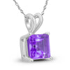 .76CT AAA AMETHYST 14KT WHITE GOLD 3D SQUARE PRINCESS SOLITAIRE FLOATING PENDANT
