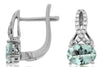 ESTATE 1.4CT DIAMOND & AAA AQUAMARINE 14K WHITE GOLD LEVERBACK HANGING EARRINGS