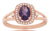 .8CT DIAMOND & AAA AMETHYST 14K ROSE GOLD OVAL & ROUND SQUARE HALO FILIGREE RING