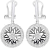 .60CT DIAMOND 14KT WHITE GOLD DOUBLE HALO FLOWER OPEN FILIGREE CLIP ON EARRINGS