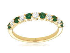 .70CT DIAMOND & AAA EMERALD 14KT YELLOW GOLD 3D SEMI ETERNITY ANNIVERSARY RING