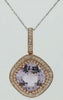 LARGE 4.52CT DIAMOND & AAA AMETHYST 14KT ROSE GOLD HALO SQUARE FLOATING PENDANT