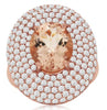 EXTRA LARGE 5.0CT DIAMOND & AAA MORGANITE 14K ROSE GOLD OVAL & ROUND FLORAL RING