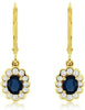 1.21CT DIAMOND & AAA SAPPHIRE 14KT YELLOW GOLD FLOWER LEVERBACK HANGING EARRINGS