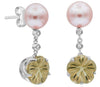 4.15CT DIAMOND & AAA LEMON QUARTZ & PINK SOUTH SEA PEARL 14K WHITE GOLD EARRINGS
