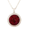 2.72CT DIAMOND & AAA RUBY 18KT WHITE GOLD ROUND CLUSTER DOUBLE HALO FUN PENDANT