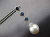 ESTATE LARGE 3.06CT DIAMOND & AAA SAPPHIRE & SOUTH SEA PEARL 18KT WHITE GOLD EARRINGS