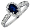 .91CT DIAMOND & AAA SAPPHIRE 14K WHITE GOLD 3D OVAL & ROUND FRIENDSHIP LOVE RING