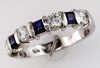 1.17CT DIAMOND & AAA SAPPHIRE 14KT WHITE GOLD ROUND & BAGUETTE ANNIVERSARY RING