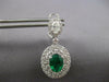 LARGE 5.18CT DIAMOND & AAA EMERALD 18KT WHITE GOLD OVAL & ROUND HANGING EARRINGS