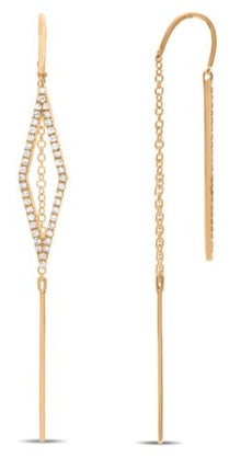.26CT DIAMOND 14KT ROSE GOLD ROUND GEOMETRICAL DOUBLE SIDED FUN HANGING EARRINGS