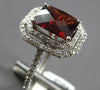 LARGE 3.44CT DIAMOND & AAA GARNET 14K WHITE GOLD 3D CUSHION & ROUND OCTAGON RING