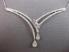 1.69CT DIAMOND 14K WHITE GOLD ROUND & BAGUETTE DOUBLE V SHAPE TEAR DROP NECKLACE