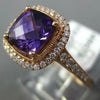 ESTATE 1.77CT DIAMOND & AAA AMETHYST 14KT ROSE GOLD CUSHION HALO FILIGREE RING