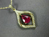 ESTATE .34CT DIAMOND & AAA RUBY 14K YELLOW GOLD CLASSIC TEAR DROP LEAF PENDANT|C5993R-1