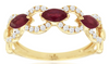 .75CT DIAMOND & AAA RUBY 14K YELLOW GOLD 3D MARQUISE MULTI LINK ANNIVERSARY RING