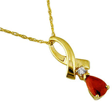 .48CT DIAMOND & AAA RUBY 14KT YELLOW GOLD 3D PEAR SHAPE & ROUND INFINITY PENDANT
