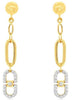.34CT DIAMOND 14KT YELLOW GOLD 3D ROUND ETOILE OVAL PAPERCLIP HANGING EARRINGS