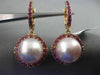 LARGE 1.60CT AAA AMETHYST & PINK SOUTH SEA PEARL 18KT ROSE GOLD HANGING EARRINGS