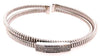 LARGE .43CT DIAMOND 18KT WHITE GOLD RECTANGULAR CRISS CROSS CUFF BANGLE BRACELET