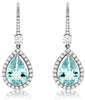 3.76CT DIAMOND & AAA AQUAMARINE 14KT WHITE GOLD PEAR SHAPE HALO HANGING EARRINGS