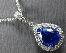2.40CT DIAMOND & AAA SAPPHIRE 18KT WHITE GOLD PEAR SHAPE HALO FLOATING PENDANT