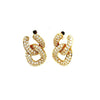 ESTATE 1.74CT DIAMOND 18KT YELLOW GOLD CLASSIC LOVE KNOT LINK HANGING EARRINGS