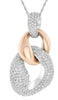 LARGE 3.10CT DIAMOND 14KT WHITE & ROSE GOLD 3D MULTI ROW PAVE LOVE KNOT PENDANT
