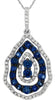 .92CT DIAMOND & AAA SAPPHIRE 14KT WHITE GOLD 3D MULTI TEAR DROP FLOATING PENDANT