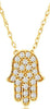 ESTATE .13CT DIAMOND 14K YELLOW GOLD CLASSIC HAMSA CHAMSA LUCKY FLOATING PENDANT