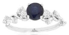 1.43CT DIAMOND & AAA SAPPHIRE 14KT WHITE GOLD 3D ROUND & MARQUISE ENGAGMENT RING