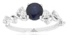 1.43CT DIAMOND & AAA SAPPHIRE 14KT WHITE GOLD 3D ROUND & MARQUISE ENGAGMENT RING