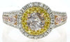 1.43CT WHITE PINK & FANCY YELLOW DIAMOND 18KT TRI COLOR GOLD 3D ENGAGEMENT RING