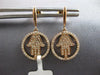 .36CT DIAMOND 14KT ROSE GOLD 3D LUCKY CHAMSA HAMSA CIRCULAR FUN HANGING EARRINGS