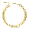 ESTATE 14KT YELLOW GOLD 3D CLASSIC HAMMERED LOOK DESIGN HOOP HANGING EARRINGS