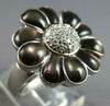 LARGE .15CT DIAMOND & AAA MOTHER OF PEARL 14KT WHITE GOLD SUNFLOWER RING #27576