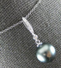 .05CT DIAMOND & AAA TAHITIAN PEARL 14KT WHITE GOLD CLASSIC BAR FLOATING PENDANT