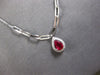 LONG .60CT DIAMOND & AAA RUBY 14KT WHITE GOLD PEAR SHAPE & ROUND LARIAT NECKLACE