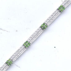 1.84CT DIAMOND & AAA RUSSALITE 14KT WHITE GOLD DOUBLE ROW SQUARE TENNIS BRACELET