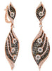 5.99CT WHITE & CHOCOLATE FANCY DIAMOND 14KT ROSE GOLD LEVERBACK HANGING EARRINGS