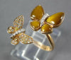 ESTATE .03CT DIAMOND & AAA TIGER EYE 18KT ROSE GOLD DOUBLE BUTTERFLY LOVE RING