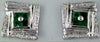 1.09CT DIAMOND & AAA EMERALD 14KT WHITE GOLD 3D PRINCESS & ROUND STUD EARRINGS