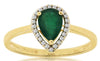 .76CT DIAMOND & AAA EMERALD 14KT YELLOW GOLD PEAR SHAPE & ROUND FRIENDSHIP RING