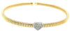 ESTATE .18CT DIAMOND 18KT 2 TONE GOLD HEART SNAKE FLEXIBLE CUFF BANGLE BRACELET