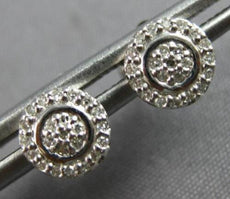 ESTATE .02CT DIAMOND 14KT WHITE GOLD 3D CLASSIC CLUSTER FLOWER STUD EARRINGS