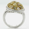LARGE 3.48CT MULTI COLOR DIAMOND 18KT 2 TONE GOLD 3D MULTI SHAPE OVAL FUN RING