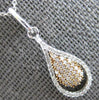ESTATE .25CT DIAMOND 14KT WHITE & YELLOW GOLD 3D TEAR DROP FUN FLOATING PENDANT