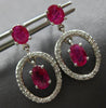 ESTATE 2.13CT DIAMOND & AAA RUBY 14K WHITE GOLD OVAL & ROUND CHANDELIER EARRINGS